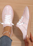 Shiny Leopard Print Lace up Slip on shoes