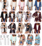 Floral and solid kimono